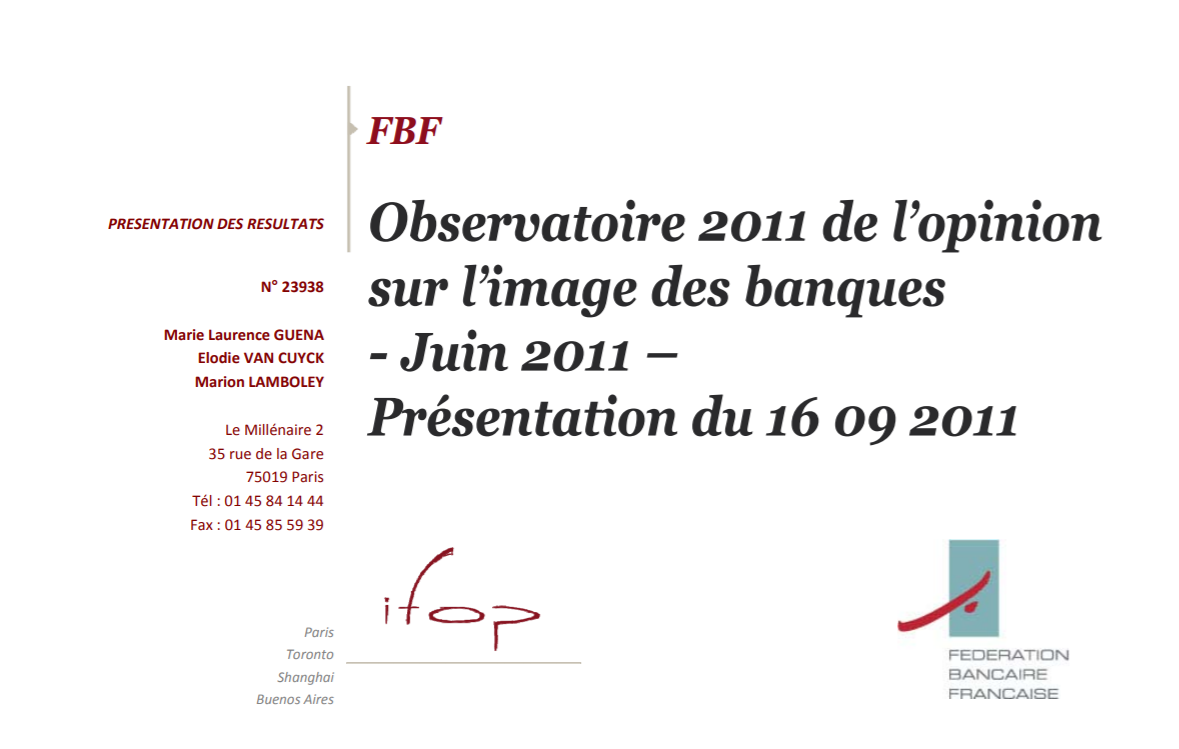 Image et pratique bancaire des français 25ème vague (2011)